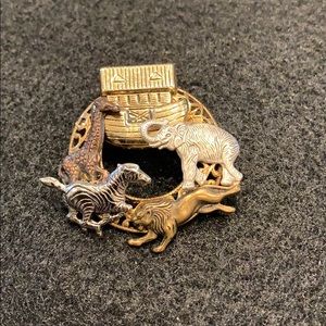Vintage Noah’s Ark Brooch ( Metal Relief)